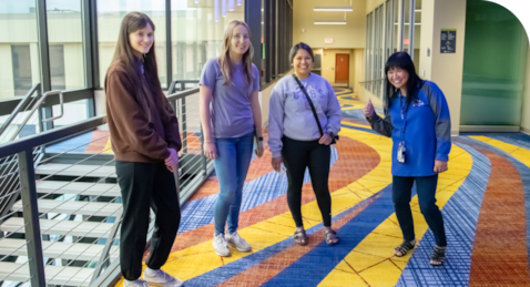 Students on campus tour